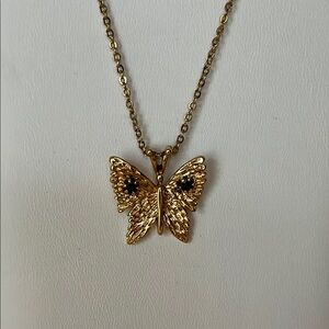 Sapphire Gold Butterfly Pendant Necklace